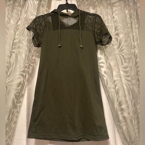 Windsor Olive Green Mesh Sleeve Dress